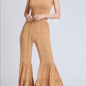 Smocked Flare Jumpsuit